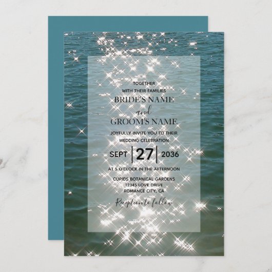 Plage Eau de Mer Éclats Mariage Invitations (Devant / Derrière)