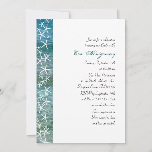 Plage Eau Starfish Invitation de douche nuptiale (Dos)