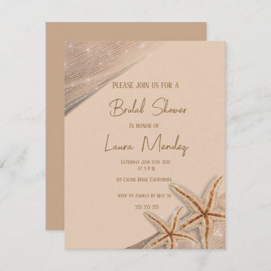 plage élégante Boho Bridal Shower Invitation (Devant / Derrière)
