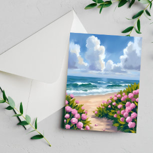 Plage en fleurs Carte côtière océanique Hortensi