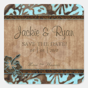 Plage Enregistrer Date Mariage Stickers Hibiscus F