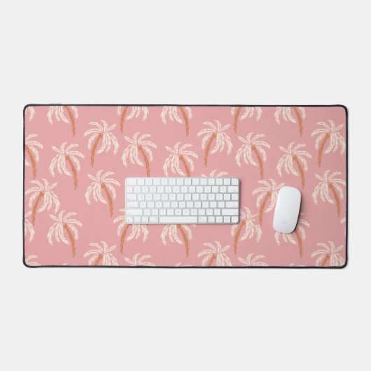 Plage estivale de palmiers tropicaux boho rose (Clavier et souris)
