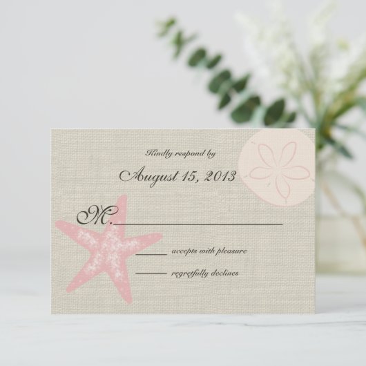 Plage et Burlap RSVP (Debout devant)