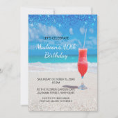 Plage et cocktail Invitation d'anniversaire (Devant)