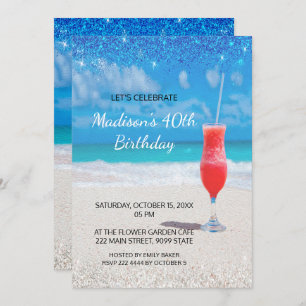 Plage et cocktail Invitation d'anniversaire