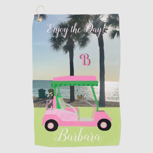 Plage et golf Nom du monogramme Golf Serviette (Devant)