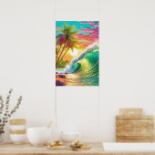 Plage et grand poster à vagues (Cuisine)
