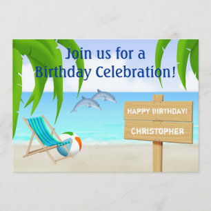 Plage et océan Invitation d'anniversaire