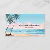 Plage et palmiers Carte de visite tropical (Devant)
