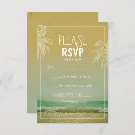PLAGE et palmiers mariage RSVP (Devant / Derrière)