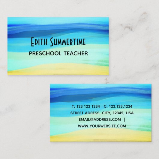 Plage et sensations estivales carte de visite (Devant / Derrière)