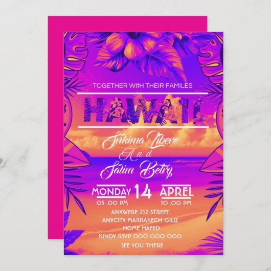 plage été tropicale nuptiale invitation (Devant / Derrière)