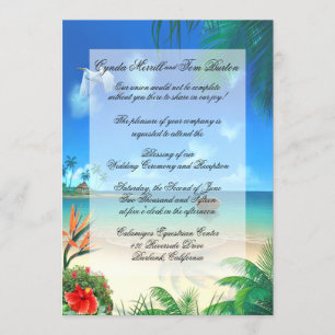 Plage exotique Mariage "Faux Vellum" Invitation