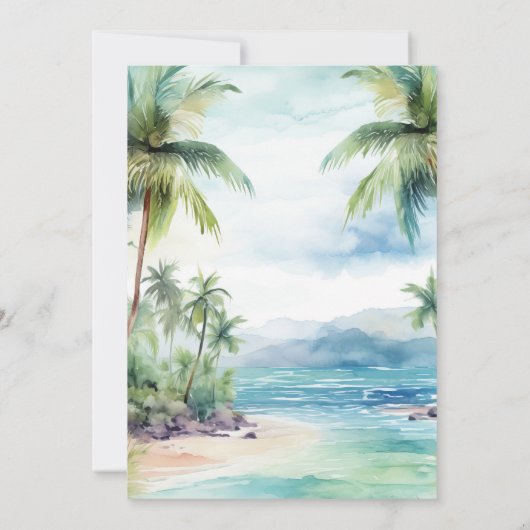 plage faire-part de mariage tropicale (Dos)