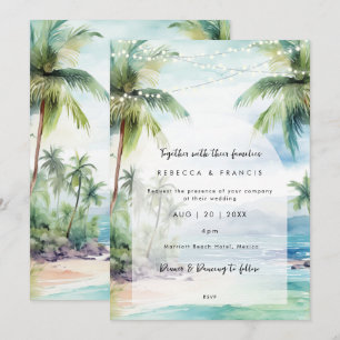 plage faire-part de mariage tropicale