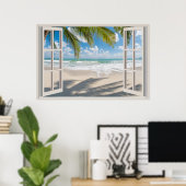 Plage Fake Window Accueil Bureau Poster Décor (Bureau à domicile)