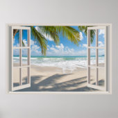 Plage Fake Window Accueil Bureau Poster Décor (Devant)