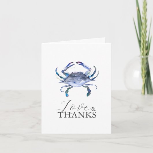 Plage Fête des mariées Thème Crabe Merci Cartes (Devant)