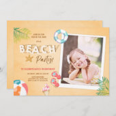 Plage Fête Invitation Plage Anniversaire BBQ été (Devant / Derrière)