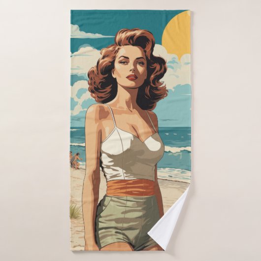 Plage fille 1950 (Serviette de bain)
