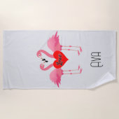 Plage Flamant rose rose Amour Design - Serviette de plag (Devant)