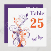 Plage Florale Blanche Violet Orange. Carte Numéro  (Devant / Derrière)