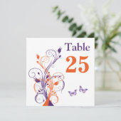 Plage Florale Blanche Violet Orange. Carte Numéro  (Debout devant)