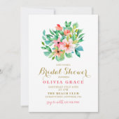 Plage florale tropicale douche nuptiale Invitation (Devant)
