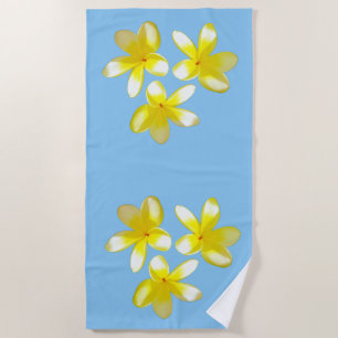Plage Frangipanis Jaune Sur Bleu Bruyant, Serviette De P