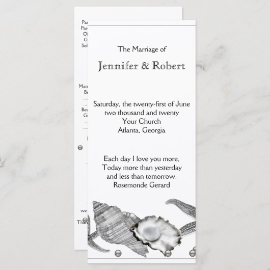 Plage glamour dans le programme de mariage argent (Devant / Derrière)