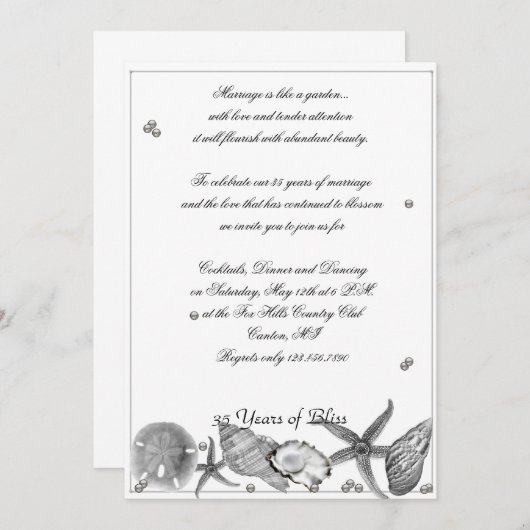Plage glamour dans Silver Anniversaire Invitation (Devant / Derrière)