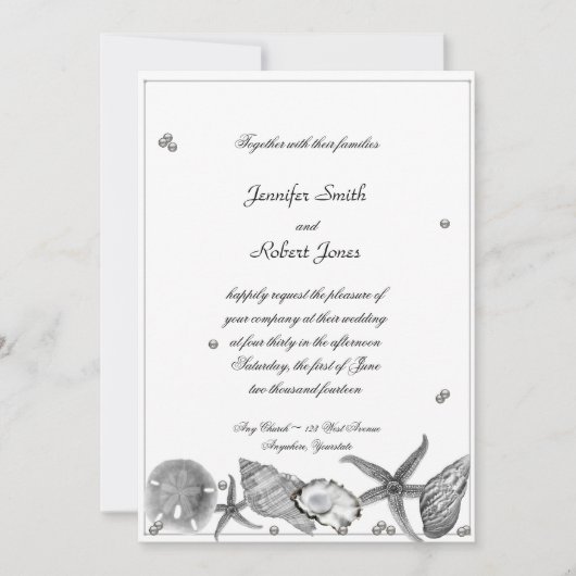 Plage glamour en Faire-part de mariage d'argent (Devant)