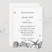 Plage glamour en Faire-part de mariage d'argent (Devant / Derrière)