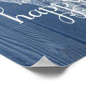 Plage Happy Place Seashell Blue Wood Poster (Coin)