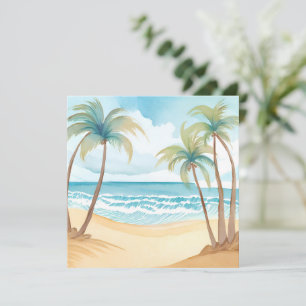 Plage Hawaïenne Carte Tropicale aux Palmiers