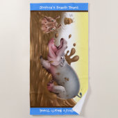 Plage Hippopotames boueux de serviette de plage. Bord (Devant)