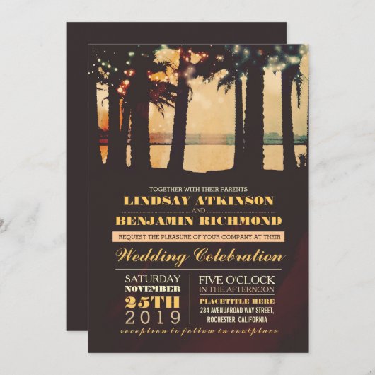 Plage - Invitation Mariage Destination (Devant / Derrière)