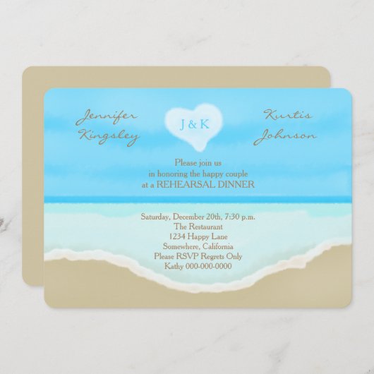 Plage Invitations Dîner De Répétition (Devant / Derrière)
