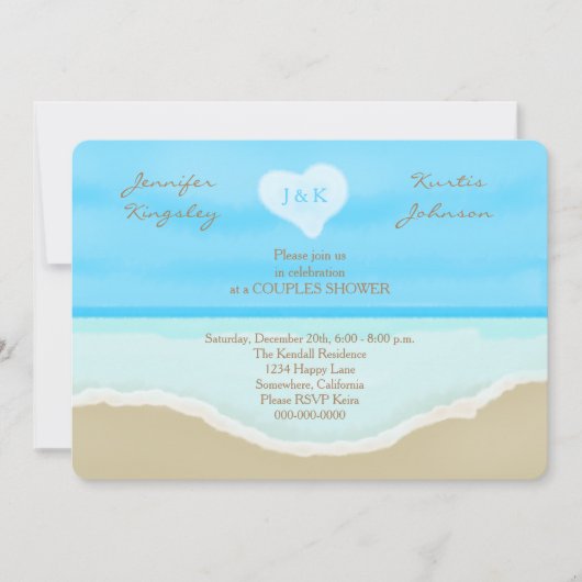 Plage Invitations Wedding showers Couples (Devant)