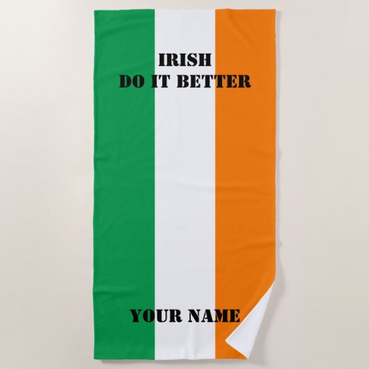 Plage Irlandais il améliorent le drapeau de la serviette (Devant)