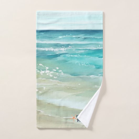 Plage Joyeux Lieu Starfish Ocean Waves Coastal (Serviette à main)