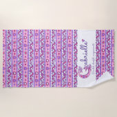 Plage Le nom de Gabrielle signifie serviette rose au coe (Devant)