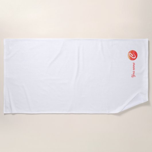 Plage Lettre ondulée C orange monogramme serviette de pl (Devant)