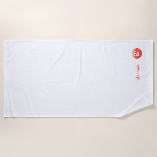 Plage Lettre ondulée orange monogramme B serviette de pl (Devant)