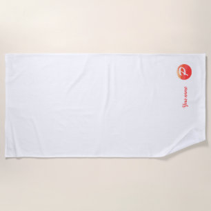 Plage Lettre ondulée orange monogramme P serviette de pl