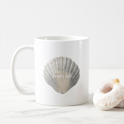 Plage Life Shell Typographie Café Mug (Avec donut)