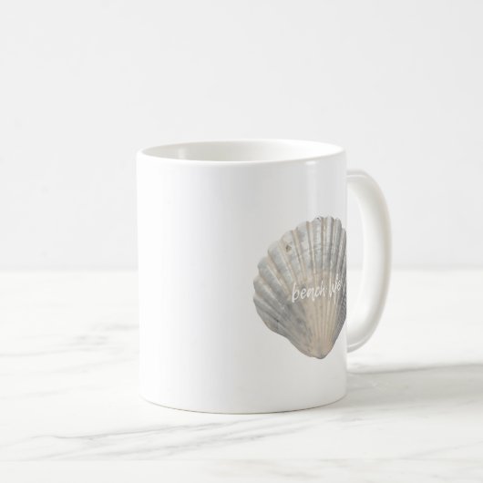 Plage Life Shell Typographie Café Mug (Devant droit)