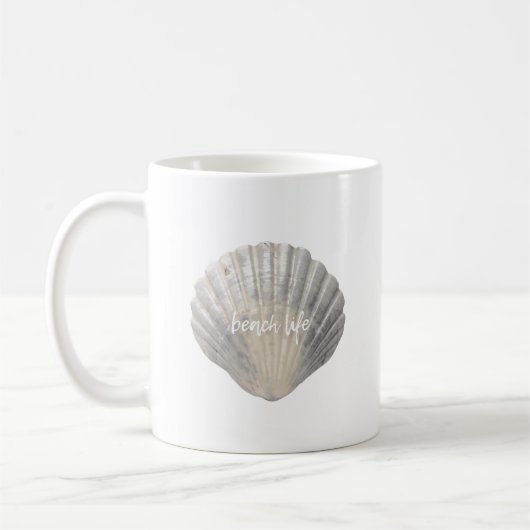 Plage Life Shell Typographie Café Mug (Gauche)