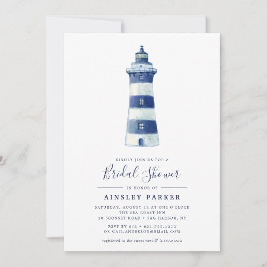 Plage Lighthouse | Invitation de douche nuptiale (Devant)
