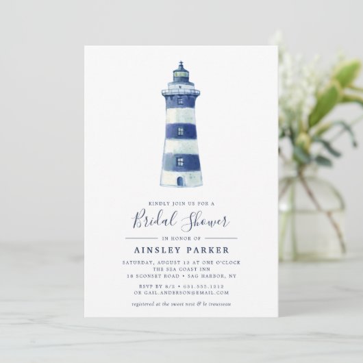 Plage Lighthouse | Invitation de douche nuptiale (Debout devant)